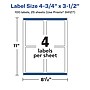 Avery Laser/Inkjet Multipurpose Labels, White, 4 Labels/Sheet, 25 Sheets/Pack  (94127)~#|#~EC51046C-8C23-45D4-9C067FD14922B315_sc7