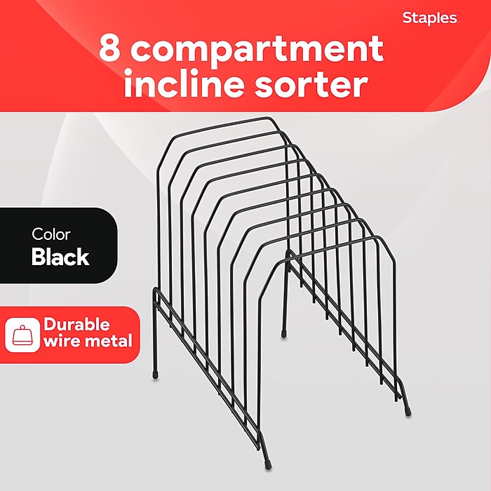Staples Metal Incline Sorter, Black (10855) | Staples