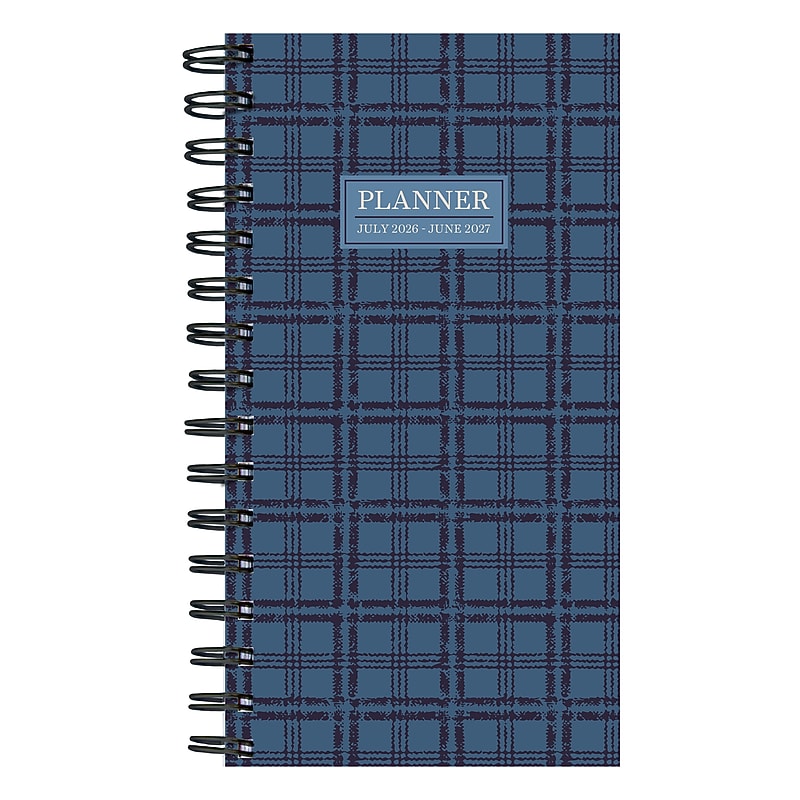2026-2027 TF Publishing Royal Plaid 3.5" x 6.5" Academic Year Weekly & Monthly Planner, Paperboard Cover (AY27-7506) image 1