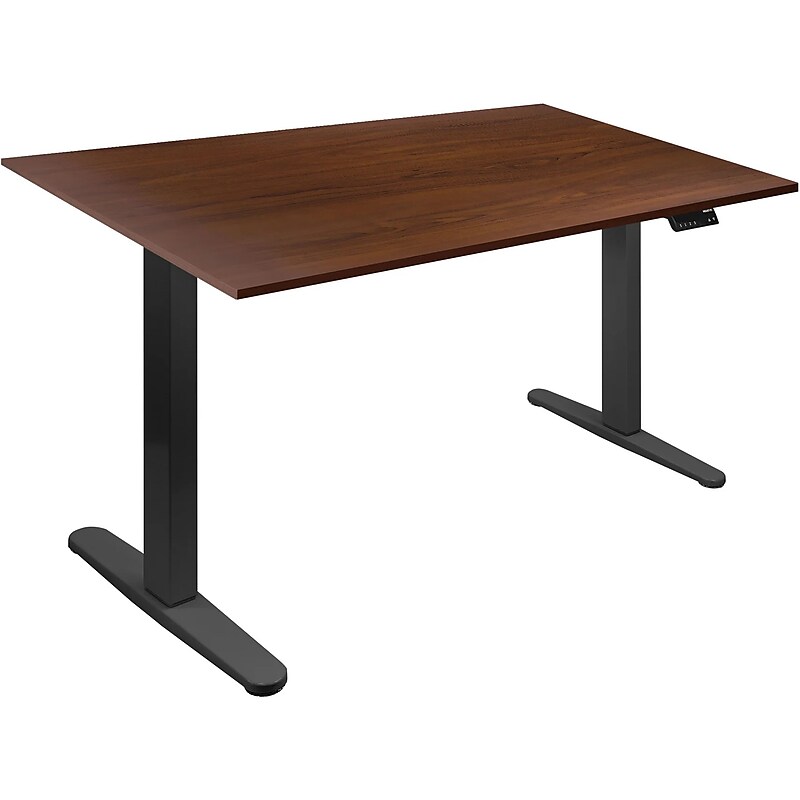 Mount-It! 55"W Electric Rectangular Adjustable Standing Desk, Brown/Black (MI-18114) image 1