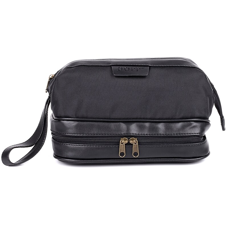 DOPP Business Class 10" Nylon Toiletry Bag, Water Resistant, Black (06776.BK) image 1