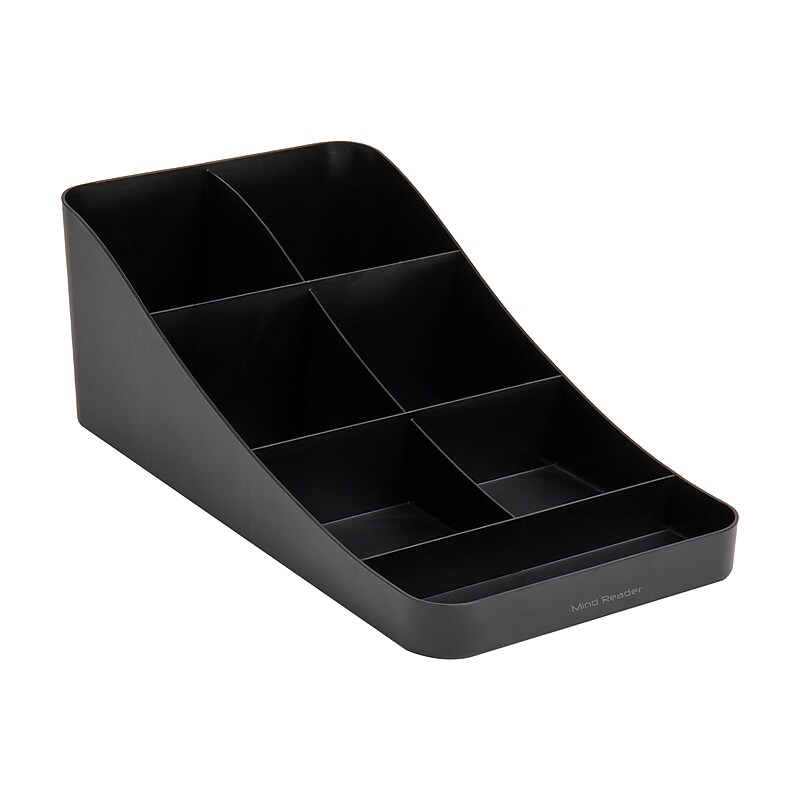 Mind Reader Plastic 7 Compartment Coffee Cup and Condiment Organizer, Black (COMP7-BLK) image 1