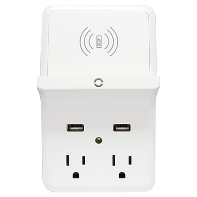 PRIME 2-Outlet and 2-USB Port Wireless-Charging Dock Wall Tap, White (PBUWC01) Sansujyuku sansujyuku.com