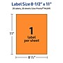 Avery Laser/Inkjet Multipurpose Rectangle Labels, 8.5" x 11", Bright Orange, 20/Pack (94269)~#|#~EC68AD2B-95BA-45C8-9638F106E40F25BF_sc7
