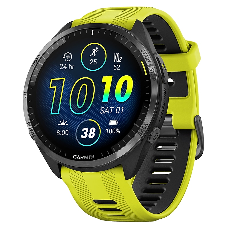 Garmin Forerunner 965 Smartwatch, GPS, 47mm, Carbon Gray & Amp Yellow Silicone Band (010-02809-02) image 1