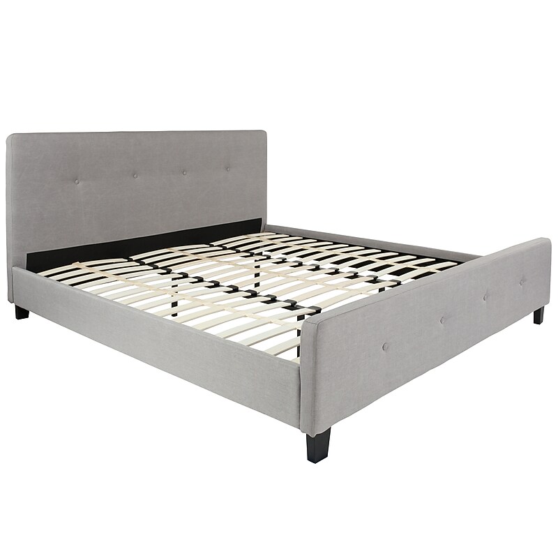 Flash Furniture Tribeca Light Gray Tufted Upholstered Platform Bed, King (HG28) image 1