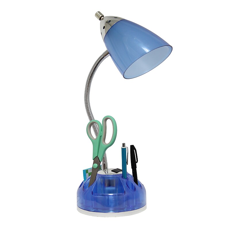 Simple Designs Organizer LED Desk Lamp, 19.50", with Charging Outlet, Blue (LD1015-CBL) image 1