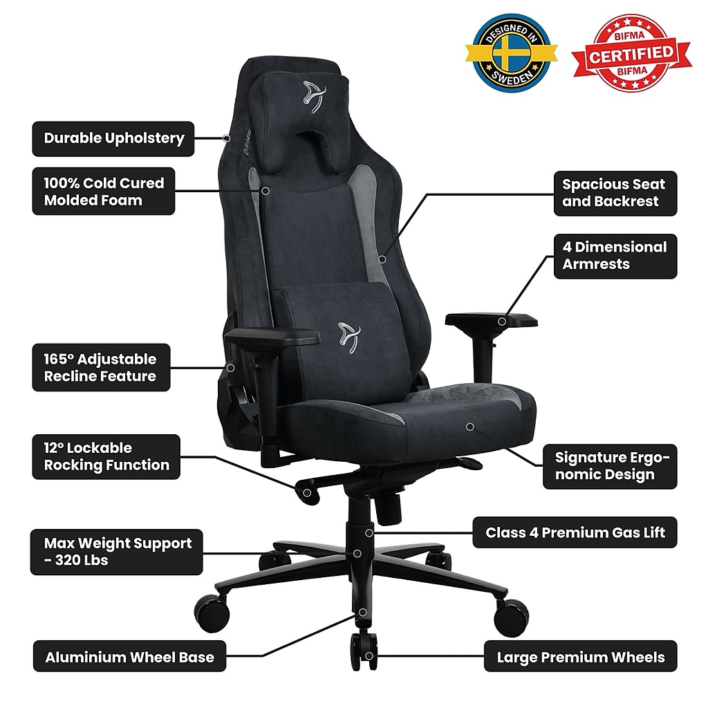 Specification diagram of Arozzi Vernazza chair features