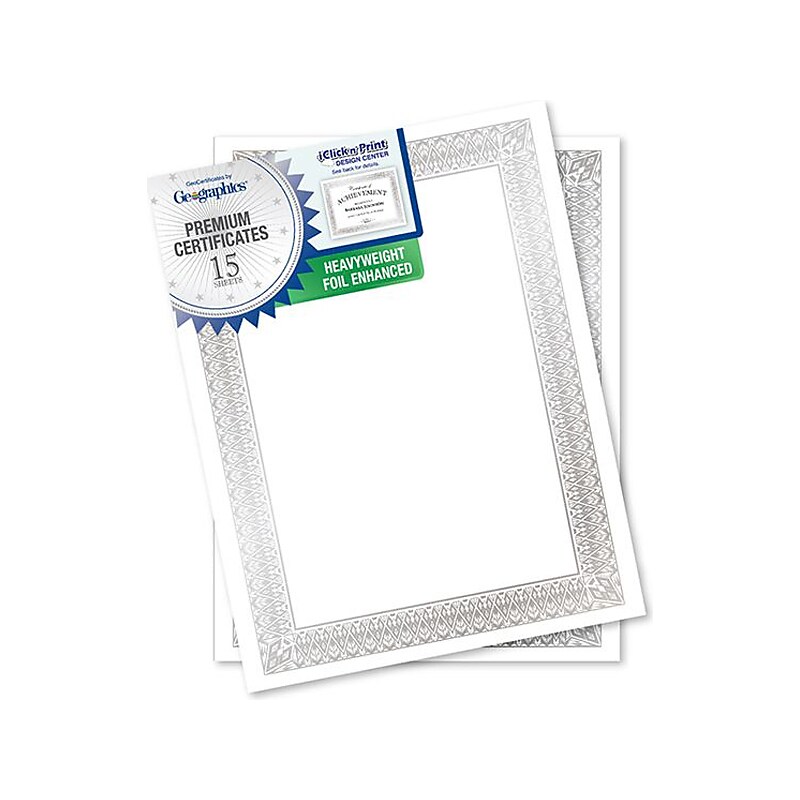 Geographics Rome Achievement Certificates, 8.5" x 11", White/Silver (48779) image 1