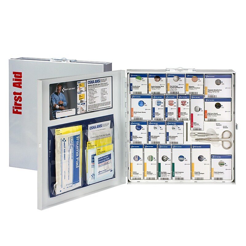 SmartCompliance Metal First Aid Cabinet, ANSI Class A, 50 People, 203 Pieces (746004-021) image 1