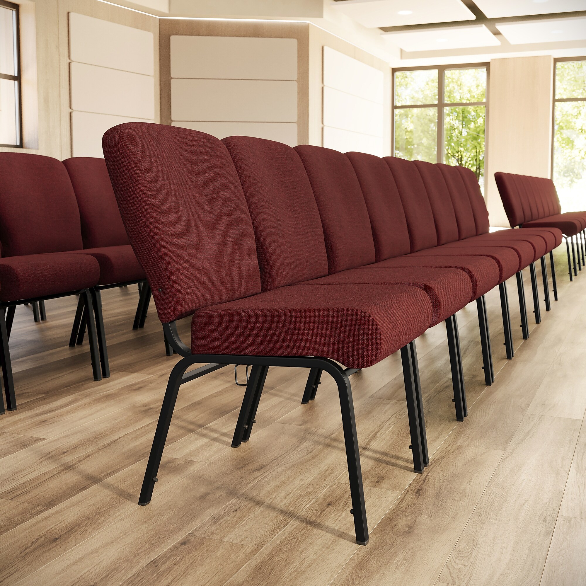 Flash Furniture Advantage Signature Elite Fabric Church Chair, Maroon (PCRCB104) Sansujyuku sansujyuku.com