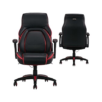 Dormeo Vantage Ergonomic Bonded Leather Swivel Manager Chair, Black/Red (60030-RED)