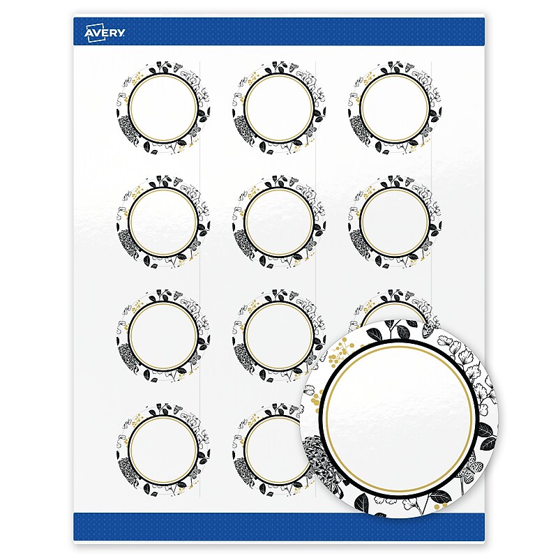 Avery Round Laser/Inkjet Multipurpose Labels, 2", White, 120/Pack (19479371018) image 1