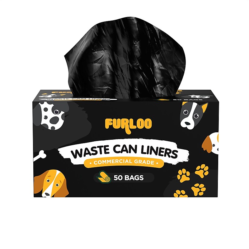 Furloo Heavy Duty Pet Waste Disposal Bag, 13 Gallon, Black, 50 Total Bags (FLO22) image 1