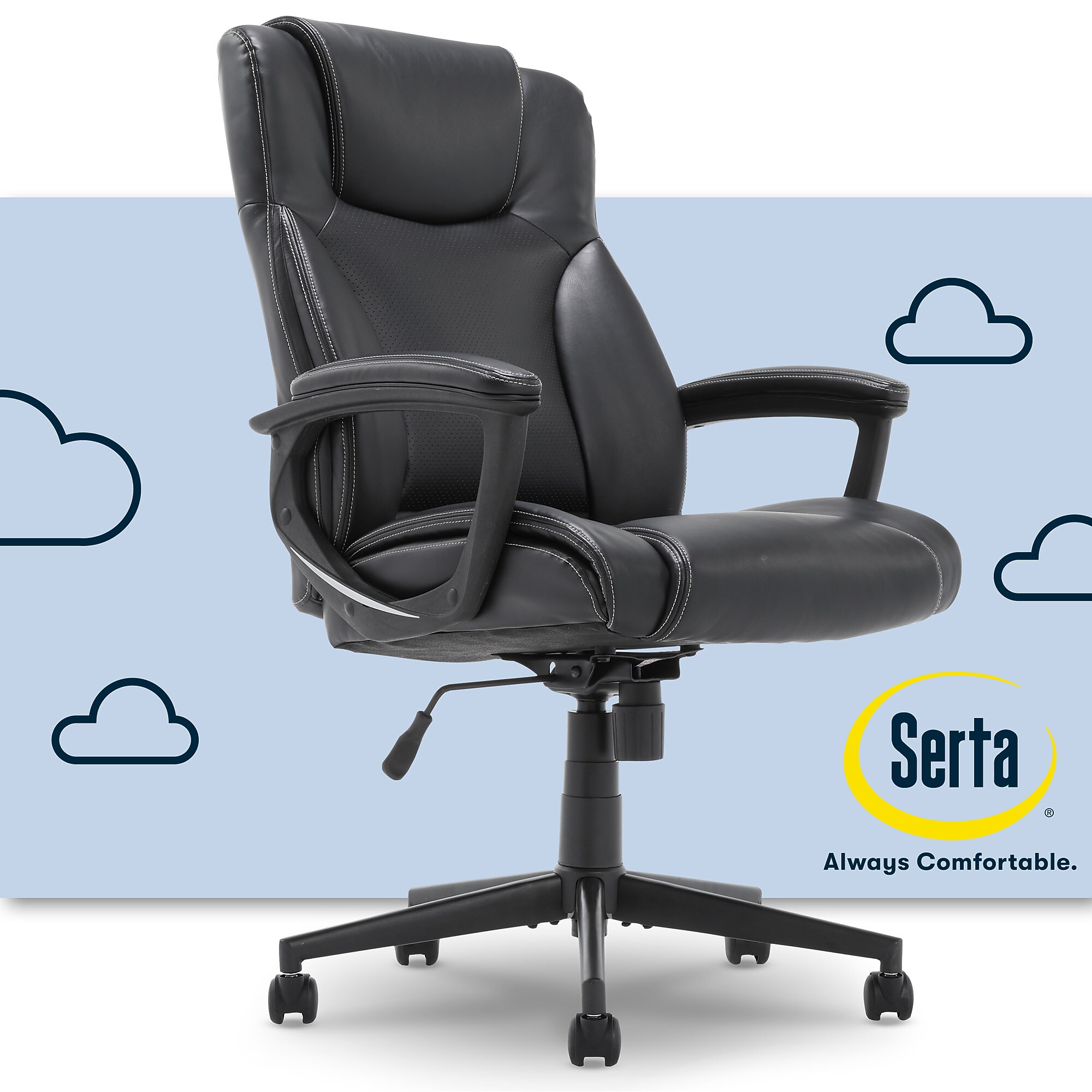 Serta Bonded Leather Executive Chair, Black (CHR200097) Sansujyuku sansujyuku.com