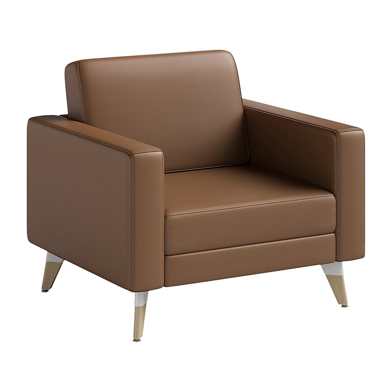 Safco Resi Vinyl Lounge Chair, Cognac (1732RESFEET4PKCOG) image 1
