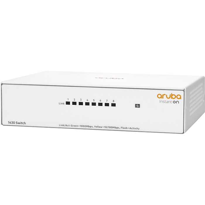 Aruba 1430 8-Port Gigabit Ethernet Unmanaged Switch, White (R8R45A