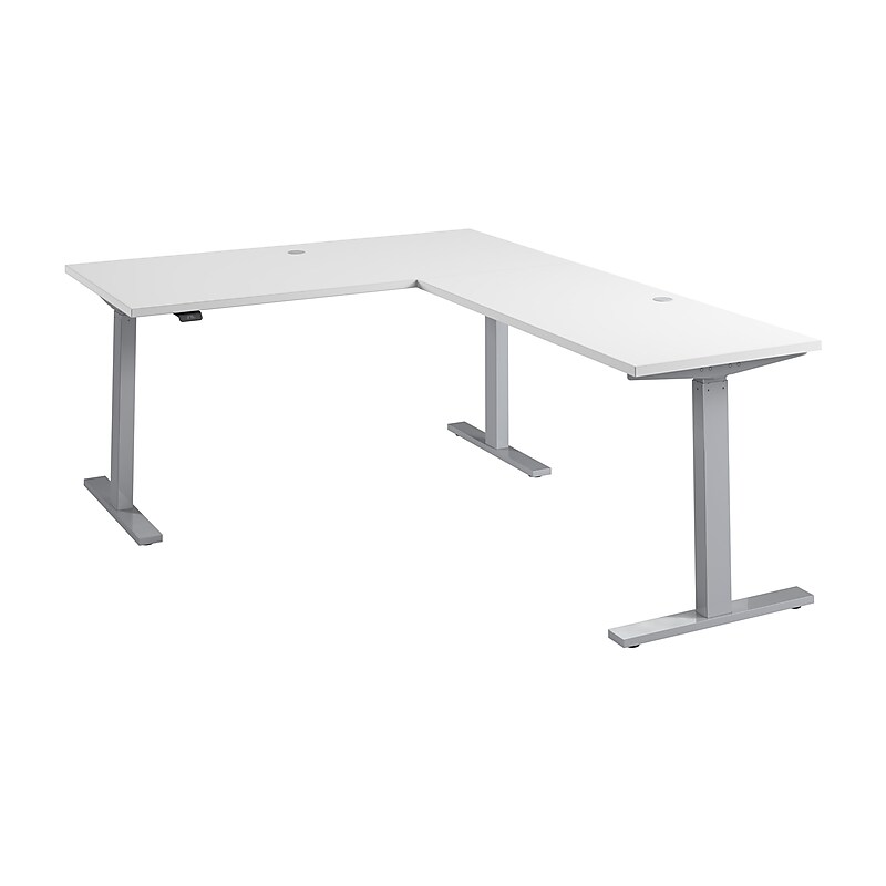 Bush Business Furniture Move 60 Series 60"W L Shaped Adjustable Standing Desk, White (M6SL6078WHSK) image 1