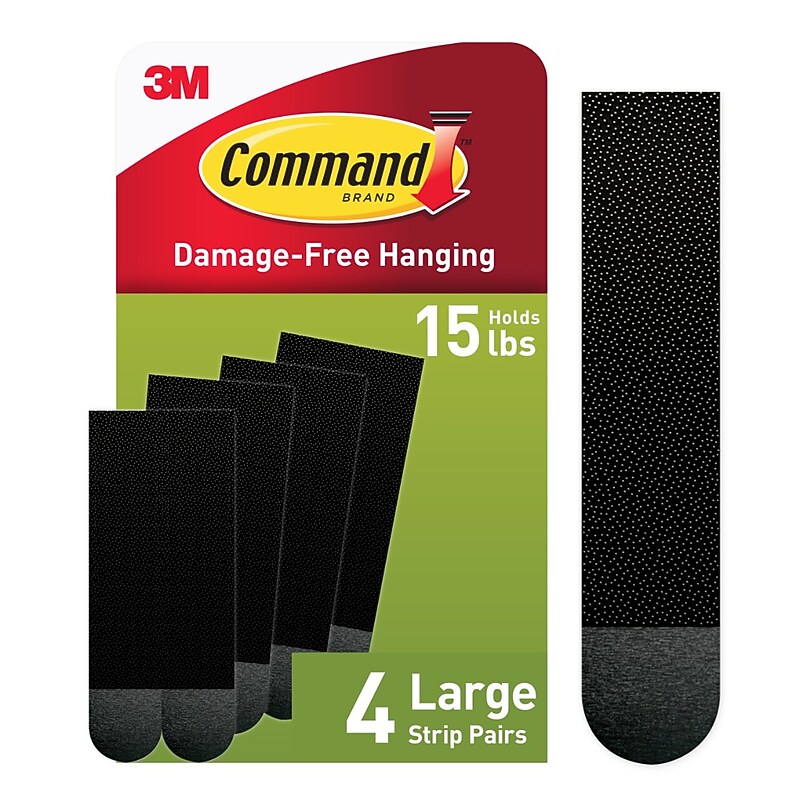 Command Large Hanging Strips, 15 lb., Black, 4/Pack (17206BLK-ES) image 1