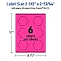 Avery Hexagon Laser/Inkjet Multipurpose Labels, 2-1/2" x 2-57/64", Neon Magenta (480/Box)~#|#~ECC4548E-C43A-4E96-A19ACF43D1A94956_sc7