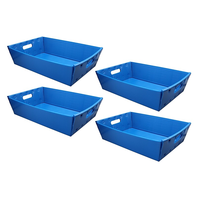 Flipside Corrugated Plastic Letter Tray, Blue, 4/Pack (40362) image 1