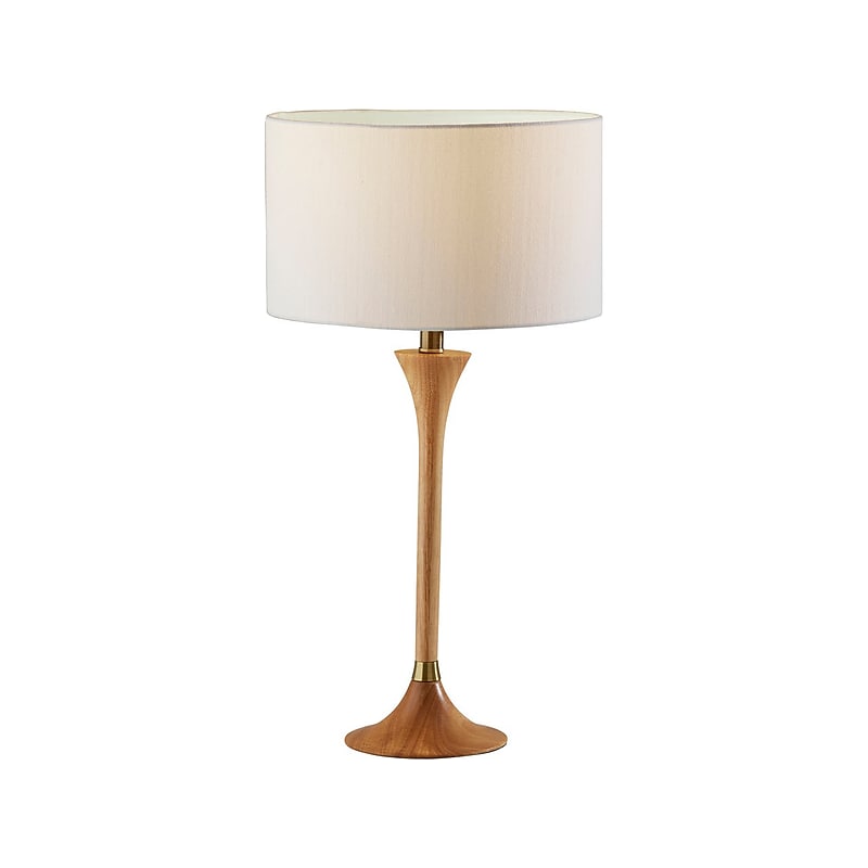 Adesso Rebecca Incandescent/LED Table Lamp, Natural Rubberwood/White (1600-12) image 1