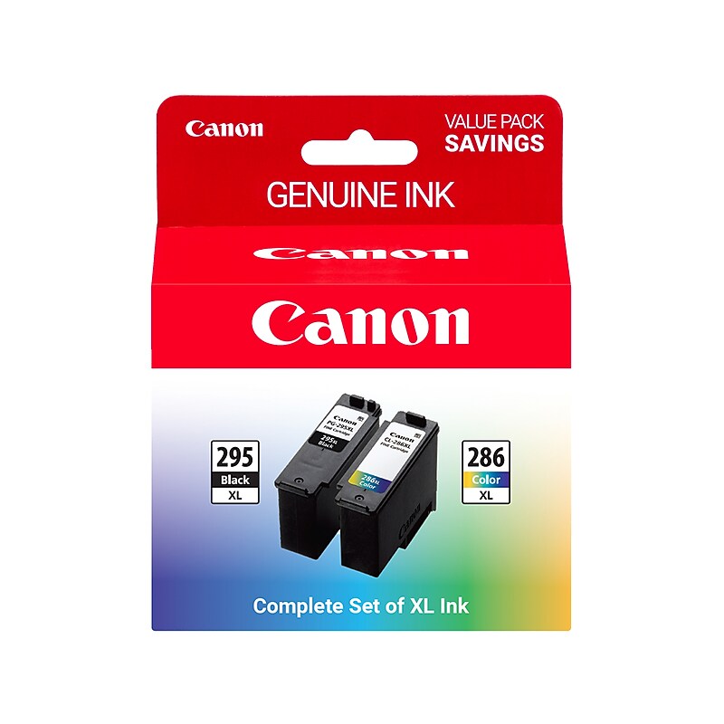 Canon PG-295XL/CL-286XL Black/Tri-Color High Yield Ink Cartridges, 2/Pack (7164C004) image 1