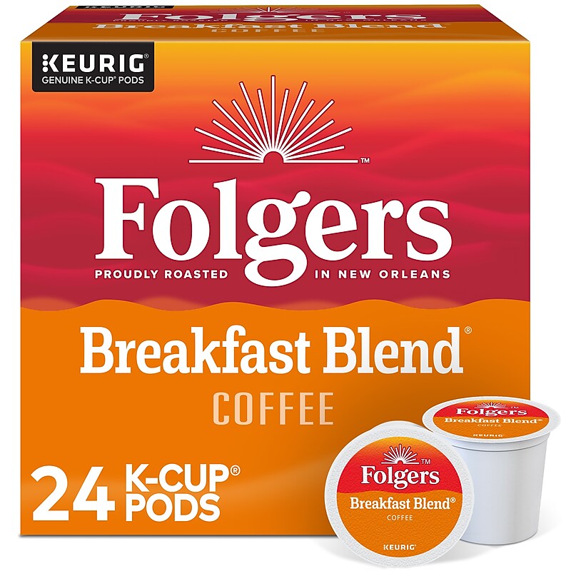 Folgers Breakfast Blend Coffee, Light Roast, 0.24 oz. Keurig® K-Cup® Pods, 24/Box (000370677/6684) image 1