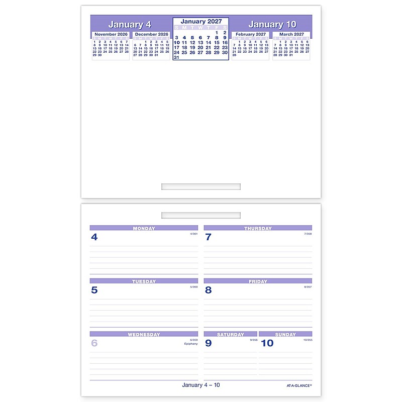 2027 AT-A-GLANCE Flip-A-Week 7" x 5.5" Weekly Desk Calendar Refill, White/Blue (SW705X-50-26) image 1