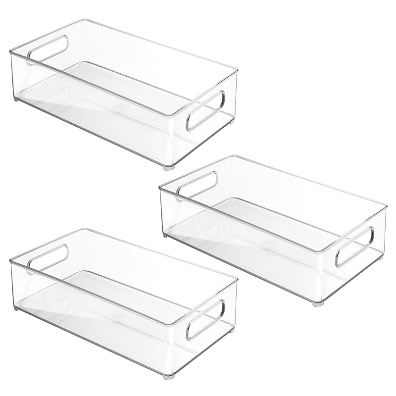 iDESIGN Medium Stackable Plastic Storage Bin, Clear, 3/Pack (70530M3) image 1