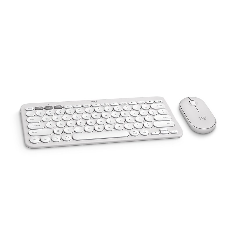 Logitech Pebble 2 Wireless Ergonomic Keyboard and Optical Mouse Combo for Mac, Tonal White (920-012201) image 1