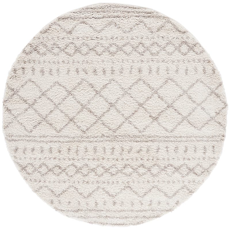 Safavieh Arizona Shag Collection 8' x 8' Round Area Rug, Machine Made, Ivory/Beige (ASG741A-8R) image 1