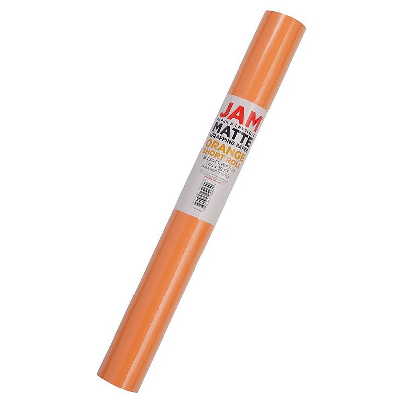 JAM Paper Short Mini Roll Wrapping Paper, 26.3 sq. ft., Orange, 2/Pack(277013533263a) image 1