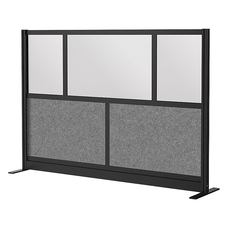 Luxor Expanse Series 5-Panel Freestanding Room Divider System Starter Wall, 48"H x 70"W, Black/Gray, PET/Acrylic image 1
