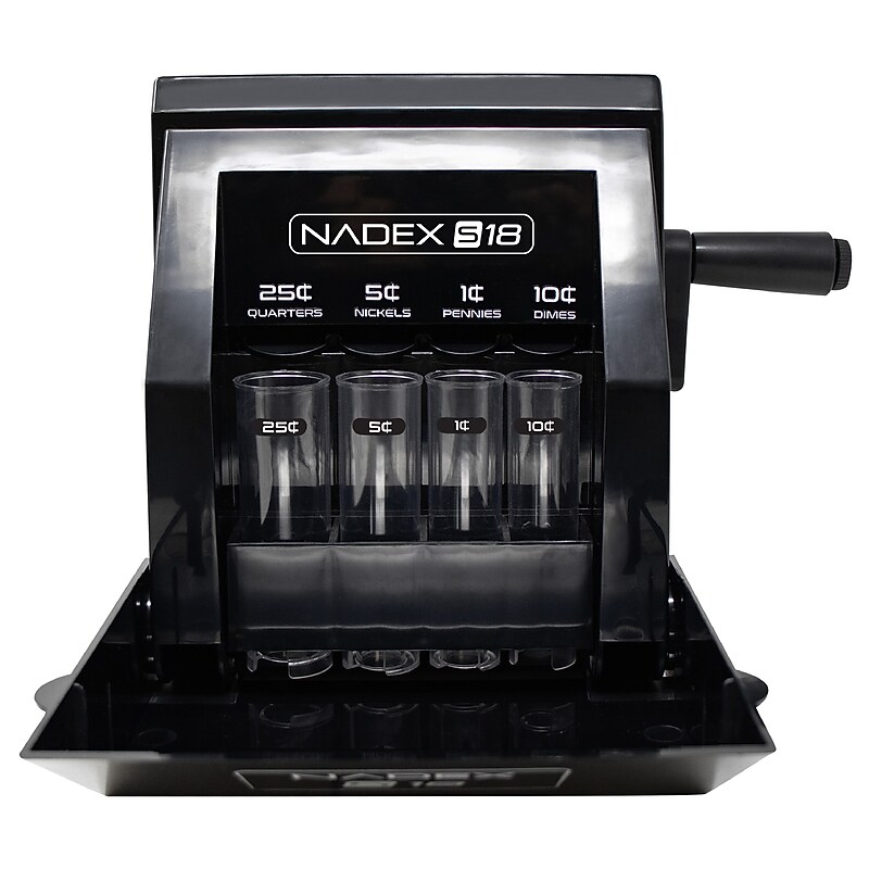 Nadex Coins S18 Manual Coin Sorter and Wrapper, 4-Compartments, Black (NWHNXTE1808) image 1