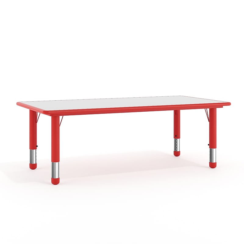 Flash Furniture Wren Rectangular Activity Table, 23.625" x 47.25", Height Adjustable, Red/Gray (YU060RECTBLRD) image 1