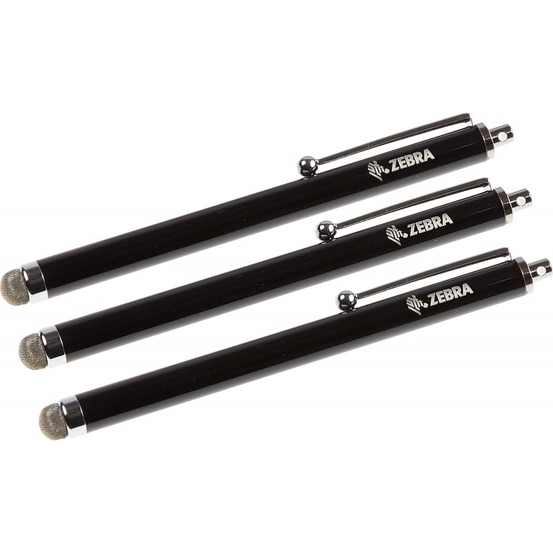 Zebra Fiber tipped Stylus Pen for Zebra TC5x Series Mobile Computer, Black, Pack of 3 (SG-STYLUS-TCX-MTL-03) image 1