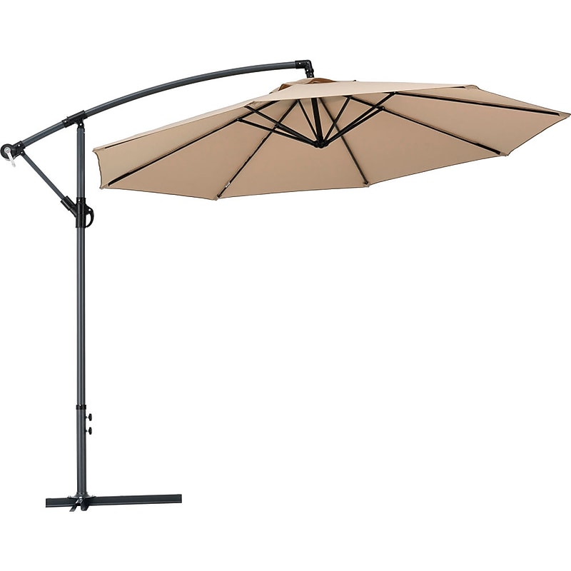 Global Industrial Cantilever Umbrella with Crank, Tilt & Cross Brace, Olefin Fabric, 10'W, Tan (436972TN) image 1