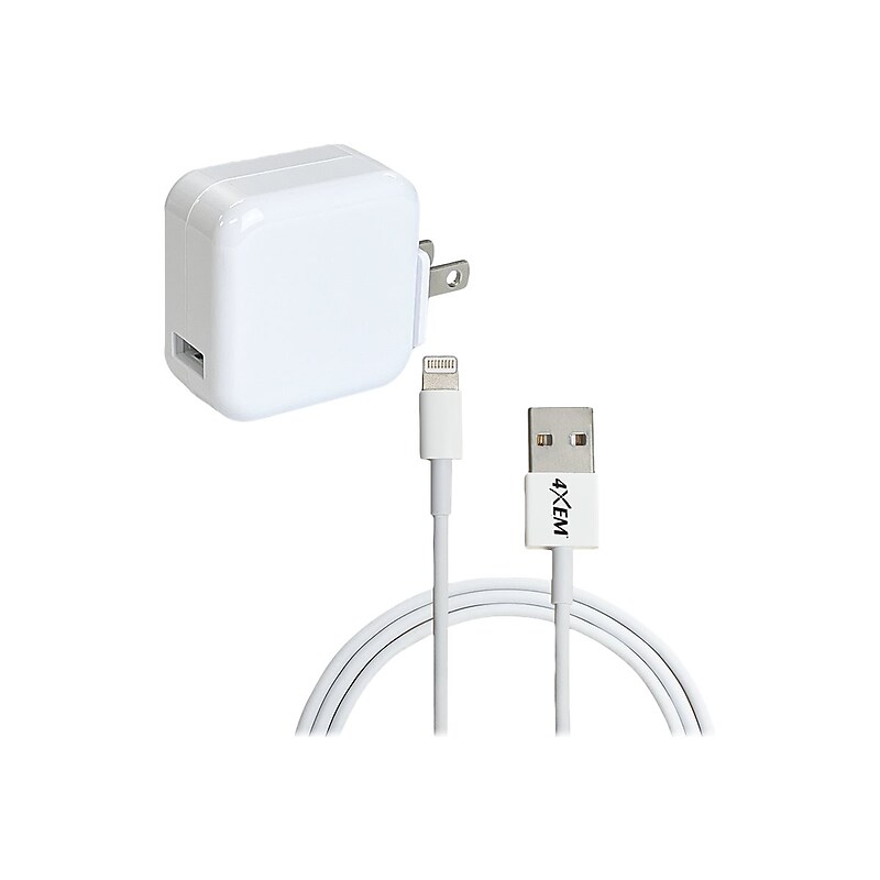 4XEM Lightning Charging Kit/Bundle for iPhone 13, White (4XIPADKIT10) image 1