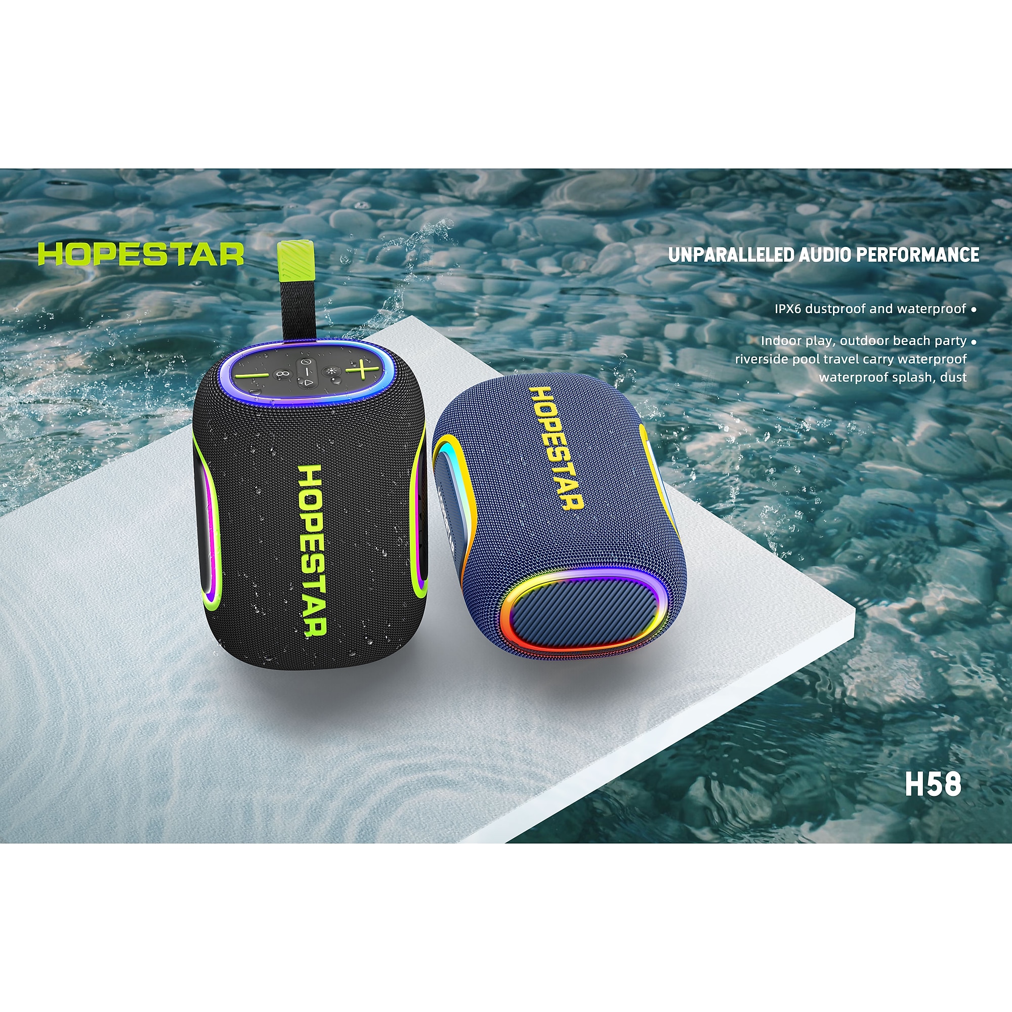 Worryfree Gadgets Hopestar Wireless Bluetooth 65W Party Speaker with RGB Lights, Waterproof, Green (WH58) Sansujyuku sansujyuku.com