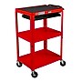 Luxor LEADER 3-Shelf Adjustable Media Utility Cart with Pullout Tray, Red (UCMT1KB-RD)~#|#~ED1B4CC5-427B-4449-9108CD7FB76EA6A0_sc7