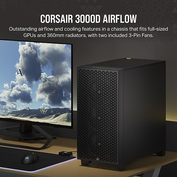 Corsair 3000D AIRFLOW Mid-Tower ATX Case, Black (CC-9011251-WW