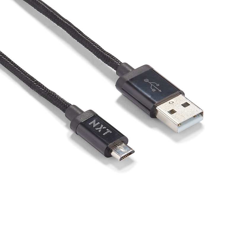 NXT Technologies 4 Ft. Braided USB-A to Micro-USB Charging Cable for Samsung/Android, Black (NX54334) image 1