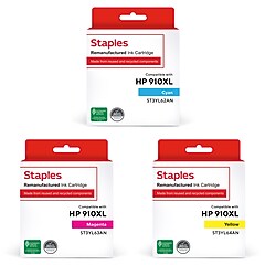 Staples Remanufactured ST910XLAN3PK-VB Cyan/Magenta/Yellow High