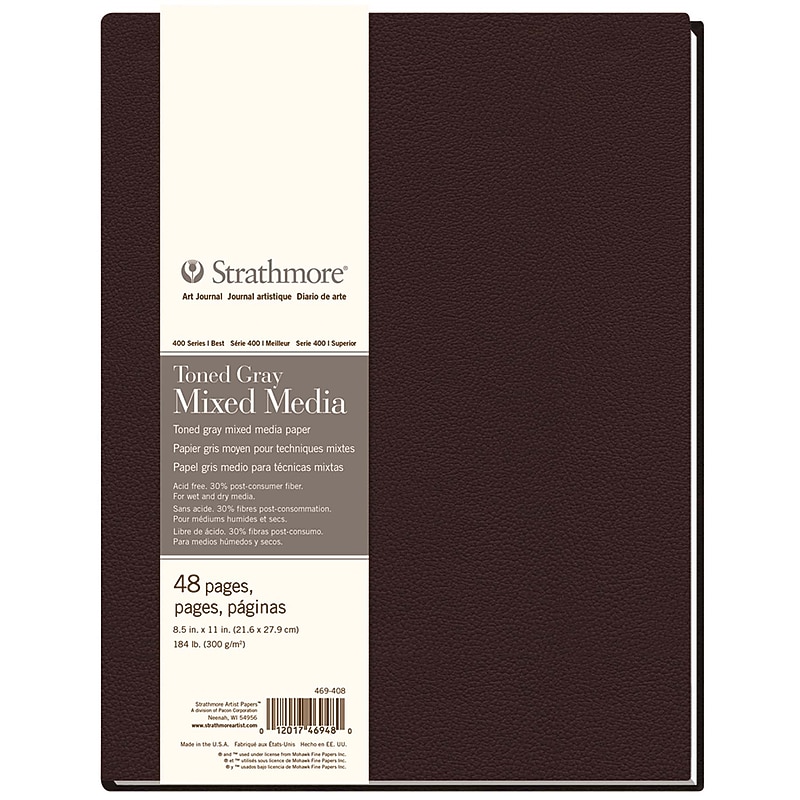 Strathmore 400 Series 8.5" x 11" Smyth-Sewn Bound Toned Gray Art Journal Mixed Media Paper, 48 Sheets/Pad (STTP469408) image 1