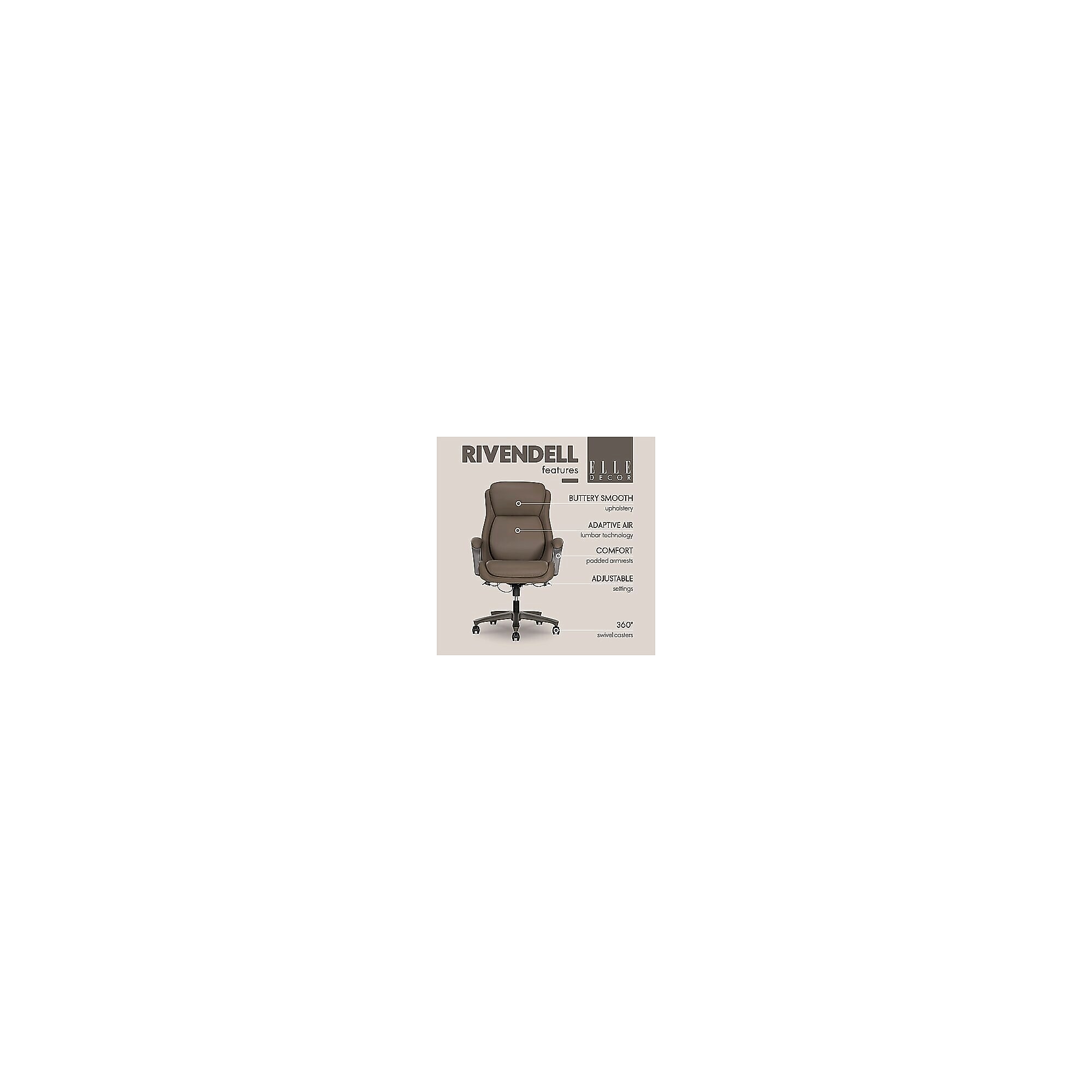 Elle Decor Rivendell AIR Lumbar Ergonomic Faux Leather Swivel Executive Chair, Mocha Brown (60124-MBRN) Sansujyuku sansujyuku.com