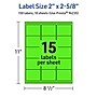 Avery Laser/Inkjet Multipurpose Rectangle Labels, 2" x 2-5/8", Neon Green, 150/Pack (94235)~#|#~ED3D989A-8E57-4082-BD807AD6C43E2F18_sc7