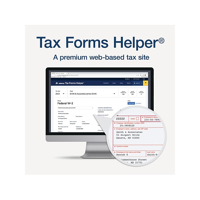 Adams 2024 W-2 Tax Form with Self-Seal Envelopes and Access to Tax 