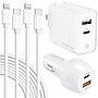 Delton Overtime USB-C/USB Wall & Car Chargers with Two Apple MFi Certified Cables for iPhone/iPad, White (CE14550A)~#|#~ED454F97-0CF5-43CB-BEA4FE503B7A6B69_sc7