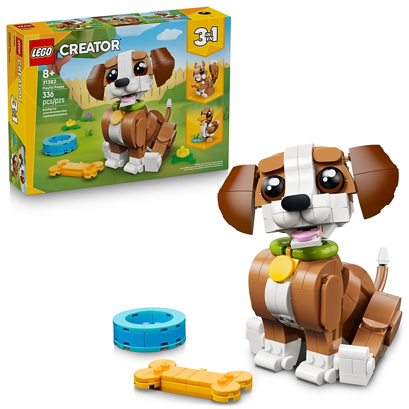 LEGO Creator 3 in 1 Cute Animals Playful Puppy Dog Building Set, 336 Pieces (31382) image 1